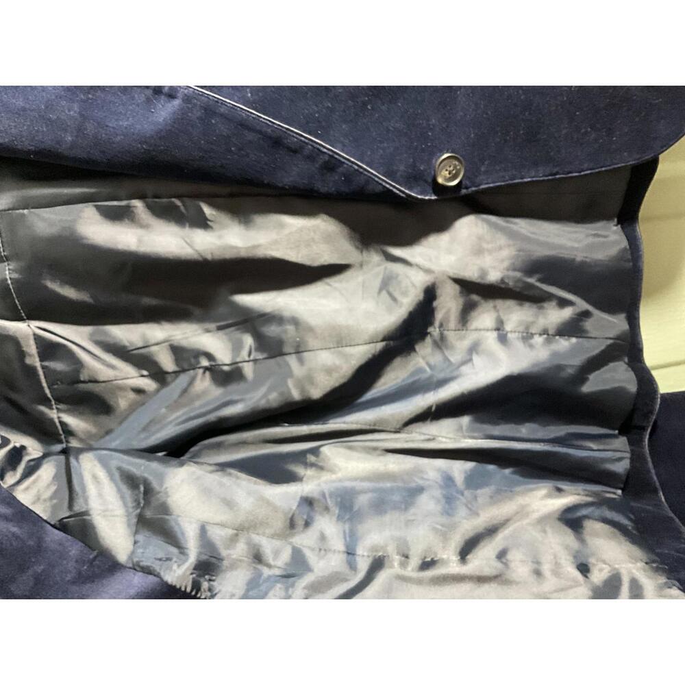 EnC Korean  Navy Blue Velour Blazer with Ribbon and faux leather detail Size S - Picture 6 of 14